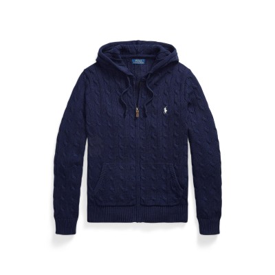 пуловер,мъжки,пуловери,polo,ralph,lauren,mens,cable,knit,cotton,hooded,jumper,bright,navy