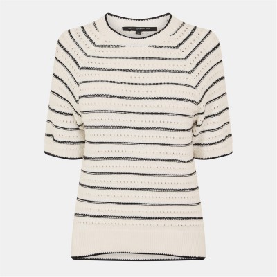 пуловер,дамски,плетени,дрехи,french,connection,women's,oskie,short,sleeve,crew,neck,jumper,winter,white