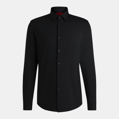 риза,hugo,men,s,kenno,long,sleeve,plain,shirt,black