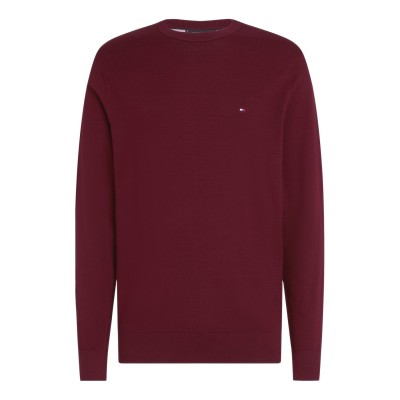 блуза,мъжки,пуловери,tommy,hilfiger,essential,cotton,crew,neck,pullover,sweater,deep,rouge