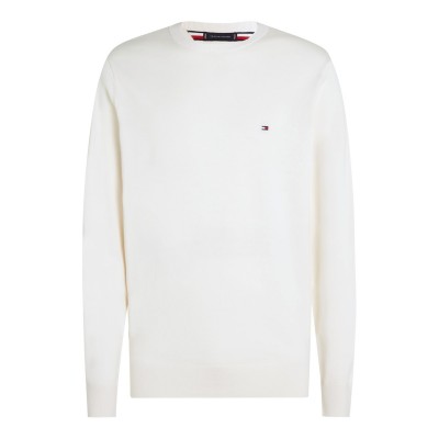 блуза,мъжки,пуловери,tommy,hilfiger,essential,cotton,crew,neck,pullover,sweater,ivory