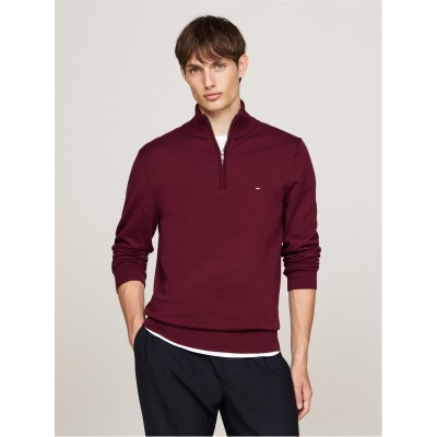 блуза,мъжки,пуловери,tommy,hilfiger,half,zip,sweater,deep,rouge