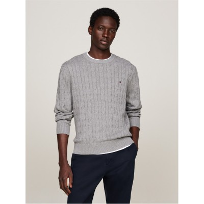 мъжки,пуловери,tommy,hilfiger,classic,cotton,cable,crew,neck,grey,heather