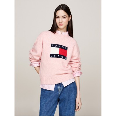 блуза,дамски,плетени,дрехи,дамски,облекла,размер,tommy,jeans,melange,flag,pull,over,sweater,ballet,pink,m