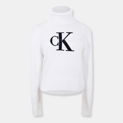 блуза,дамски,плетени,дрехи,calvin,klein,jeans,funnel,neck,sweater,brilliant,white