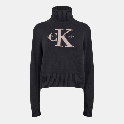 блуза,дамски,плетени,дрехи,calvin,klein,jeans,funnel,neck,sweater,black
