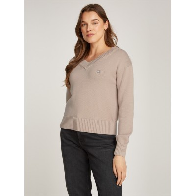 блуза,дамски,плетени,дрехи,calvin,klein,jeans,ck,embro,badge,v,neck,sweater,goat