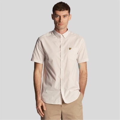 риза,с,къс,ръкав,облекла,на,разпродажба,lyle,and,scott,short,sleeve,slim,fit,gingham,shirt,white