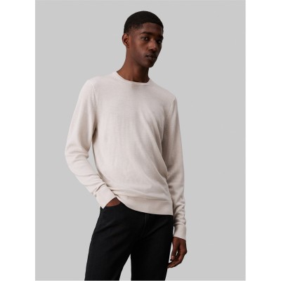 блуза,мъжки,пуловери,calvin,klein,merino,crew,neck,pullover,sweater,stony,beige