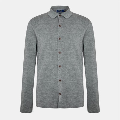 пуловер,мъжки,пуловери,polo,ralph,lauren,merino,button,down,knit,jumper,grey,heather