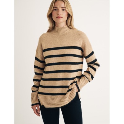 пуловер,дамски,плетени,дрехи,nobodys,child,striped,funnel,longline,jumper,multi