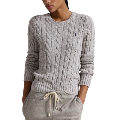 пуловер,дамски,плетени,дрехи,polo,ralph,lauren,cable,knit,cotton,crewneck,jumper,cream,nickle