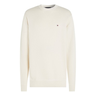 пуловер,мъжки,пуловери,tommy,hilfiger,men's,chunky,cotton,crew,neck,jumper,ivory,petal,z00