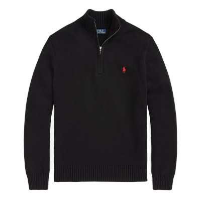 пуловер,мъжки,пуловери,polo,ralph,lauren,mesh,knit,cotton,quarter,zip,jumper,polo,black