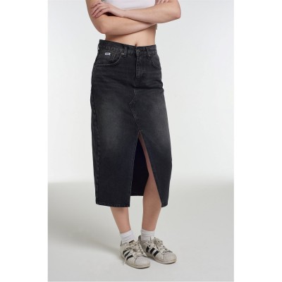 пола,поли,и,къси,панталони,the,ragged,priest,women's,midi,bleach,blue,wash,denim,skirt,charcoal