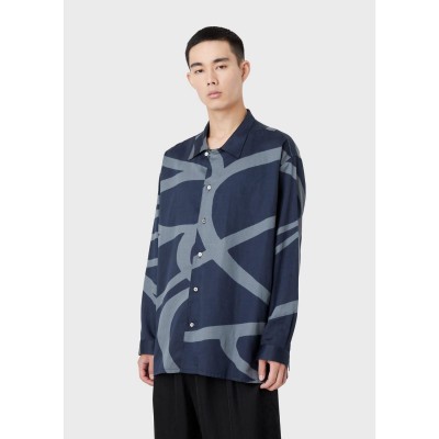 риза,с,дълъг,ръкав,emporio,armani,abstract,print,long,sleeve,shirt,multi,colour