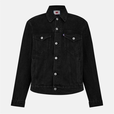 яке,мъжки,якета,icecream,men's,structured,tailored,fit,denim,jacket,black,denim