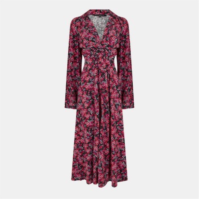 рокля,дамски,поли,и,рокли,french,connection,women's,jennifer,midi,a,line,dress,black,pink,mti