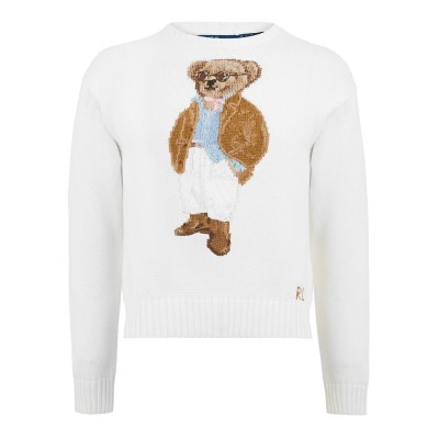 пуловер,дамски,плетени,дрехи,polo,ralph,lauren,women's,bear,crew,neck,jumper,parchment,cream
