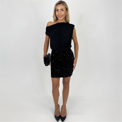 пола,поли,и,къси,панталони,ax,paris,velvet,sequin,mini,skirt,black