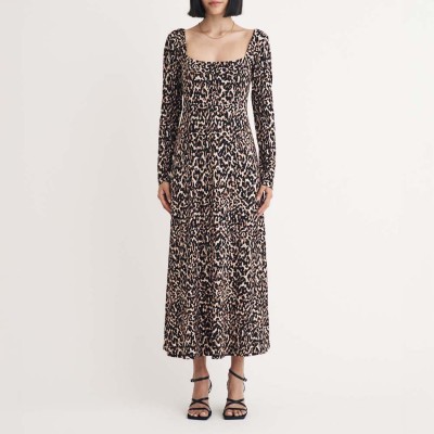 рокля,nobodys,child,aidie,leopard,print,midi,dress,brown