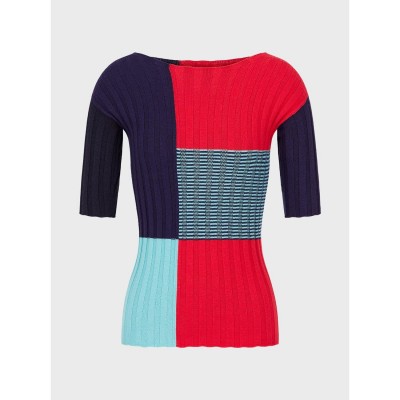 блуза,emporio,armani,geometric,sweater,in,ribbed,knit,red