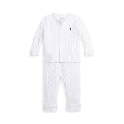 polo,ralph,lauren,unisex,kids,knit,clothing,set,white