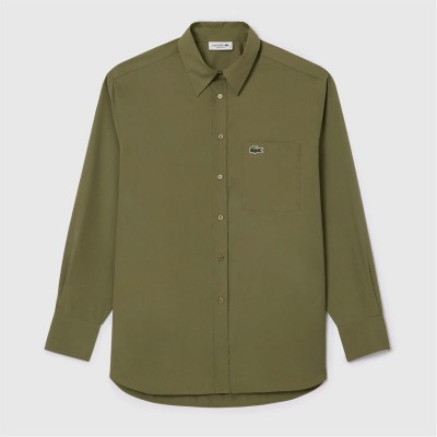 дамски,ризи,lacoste,oversized,poplin,shirt,khaki