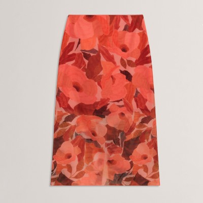 дамска,пола,ted,baker,womens,print,midi,skirt,coral