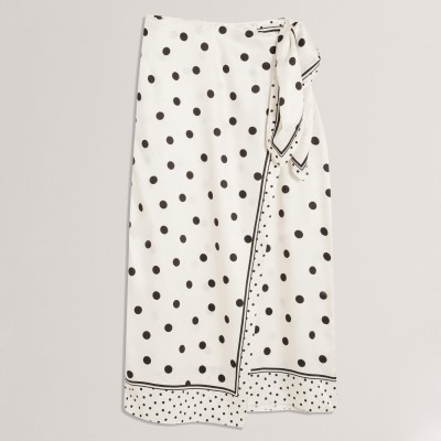 дамска,пола,ted,baker,womens,polka,dot,knot,detail,midi,skirt,ivory