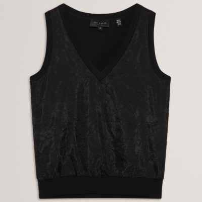дамска,плетена,блуза,дамски,плетени,дрехи,ted,baker,womens,lace,front,tank,knitted,top,black