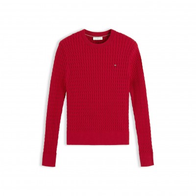 дамски,пуловер,tommy,hilfiger,women,s,cable,fine,knit,cotton,long,sleeve,jumper,raspberry,juice