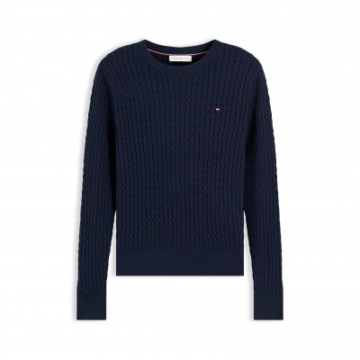дамски,пуловер,tommy,hilfiger,women,s,cable,fine,knit,cotton,long,sleeve,jumper,dark,blue