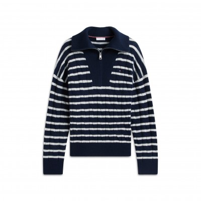 дамски,пуловер,tommy,hilfiger,women,s,wool,cable,knit,1,4,zip,jumper,stripe,ivory