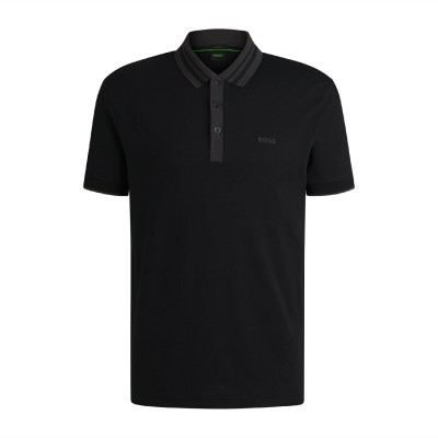 блуза,с,яка,мъжки,тениски,boss,paule,tape,stripe,collar,polo,shirt,black