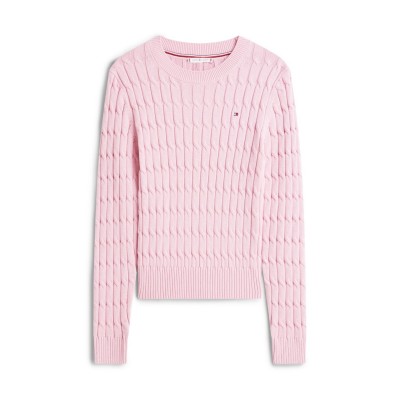 блуза,дамски,плетени,дрехи,tommy,hilfiger,cable,knit,crew,neck,sweater,bonita,pink