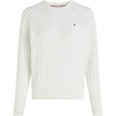 блуза,дамски,плетени,дрехи,tommy,hilfiger,cable,knit,crew,neck,sweater,ecru