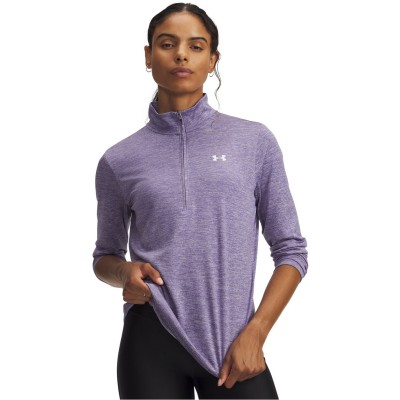 дамско,горнище,с,цип,разпродажба,under,armour,дамско,фитнес,облекло,дамски,облекла,за,бягане,under,armour,tech,half,zip,top,womens,purple,lux,whit