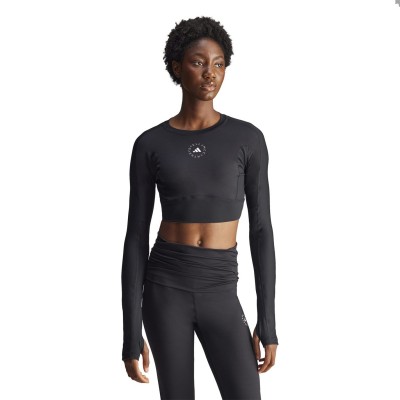 къса,блуза,дамски,топове,adidas,by,stella,mccartney,women's,cropped,long,sleeve,performance,gym,top,black