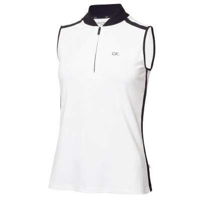 дамска,блуза,с,яка,calvin,klein,golf,women,s,sleeveless,performance,polo,shirt,white,navy