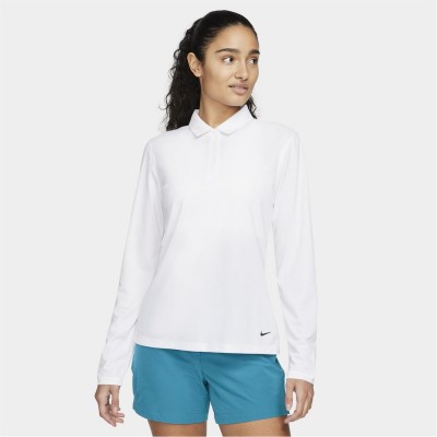 дамска,блуза,с,яка,дамски,горнища,за,голф,облекла,за,голф,nike,long,sleeve,victory,polo,shirt,womens,white,black