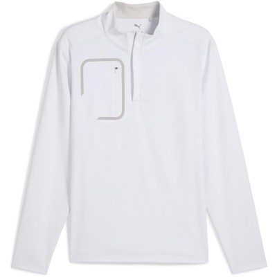 мъжки,пуловер,puma,cloudspun,tech,1,4,zip,jumper,mens,white,glow