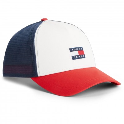 шапка,всички,шапки,мъжки,шапки,и,ръкавици,tommy,jeans,heritage,trucker,cap,wht,red,nvy