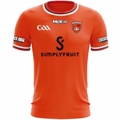 футболна,фланелка,mckeever,sports,armagh,home,player,fit,shirt,2025,adults,orange,white