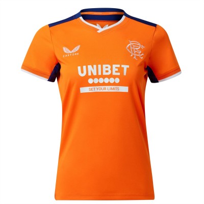 дамска,футболна,фланелка,шотландска,висша,лига,rangers,castore,rangers,third,shirt,2022,2023,womens,orange,navy