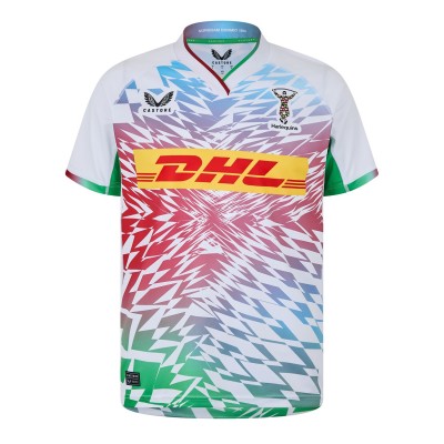 футболна,фланелка,ръгби,облекла,ръгби,фланелки,castore,harlequins,away,shirt,2024,2025,adults,wht,red,blu
