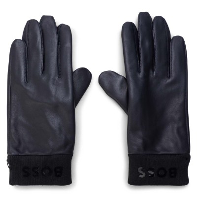зимни,аксесоари,boss,hyden,1,leather,gloves,dark,blue