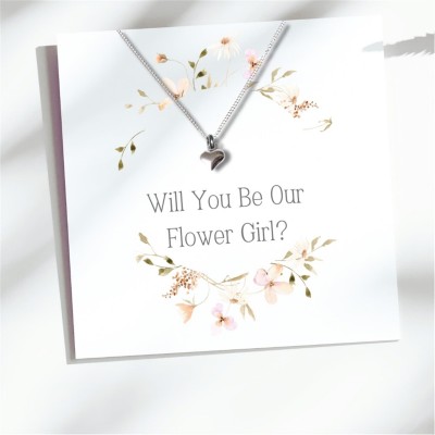 подаръци,и,играчки,бижутерия,aye,do,will,you,be,my,flower,girl,necklace,card,00414,cd,silver