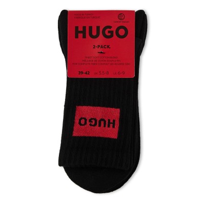 чорапи,дамски,чорапи,hugo,2,pack,of,red,logo,socks,black