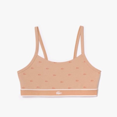 бюстие,lacoste,crocodile,print,stretch,cotton,bralette,pink